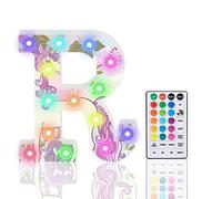 Light Up Letters, Glitter LED Letter Lights 18 Color Changing Diamond Alphabet Sign Night Light with Remote Control for Girls Gifts Birthday Bar Wedding Party Christmas Valentine Wall Table Decor - R