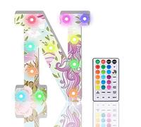 Light Up Letters, Glitter LED Letter Lights 18 Color Changing Diamond Alphabet Sign Night Light with Remote Control for Girls Gifts Birthday Bar Wedding Party Christmas Valentine Wall Table Decor - N