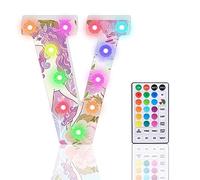 Light Up Letters, Glitter LED Letter Lights 18 Color Changing Diamond Alphabet Sign Night Light with Remote Control for Girls Gifts Birthday Bar Wedding Party Christmas Valentine Wall Table Decor - V