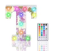 Light Up Letters, Glitter LED Letter Lights 18 Color Changing Diamond Alphabet Sign Night Light with Remote Control for Girls Gifts Birthday Bar Wedding Party Christmas Valentine Wall Table Decor - T