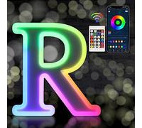 Light Up Letters, LED Letter Lights Sign 18 Color Changing with Bluetooth App Remote, Night Lights Gift for Girl Boy Women Birthday Christmas Party Wedding Bar Decor (R)