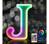 Light Up Letters, LED Letter Lights Sign 18 Color Changing with Bluetooth App Remote, Night Lights Gift for Girl Boy Women Birthday Christmas Party Wedding Bar Decor (J)