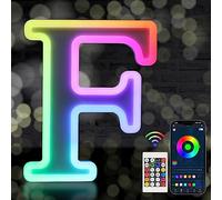 Light Up Letters, LED Letter Lights Sign 18 Color Changing with Bluetooth App Remote, Night Lights Gift for Girl Boy Women Birthday Christmas Party Wedding Bar Decor (F)