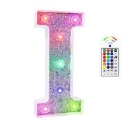Light Up Letters, Lights Sign 18 Color Changing 26 Alphabet Glitter Shiny Letter Lights Gifts for Girls Women Birthday Christmas Bedroom Party Wedding Decoration (I)