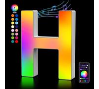 Light Up Letters USB Powered, LED Letter Lights Color Changing Alphabet Sign Gifts for Girls Women Party Birthday Decorations, APP Control, Night Light Christmas Valentine Wall Table Decor - H