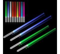 Light Up Lightsaber Chopsticks, 2 Pairs Reusable LED Glowing Light Saber Chopsticks with 9 Color Modes Sushi Lightup Sabers Chop Sticks for Birthday Carnival Party Holiday Halloween