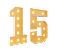 Light Up Marquee Numbers for Party Decor, Giant Mosaic LED Lights Pre-cut Foam Board Set for Valentine's Day Birthday Christmas New Year, 120cm-4ft Number 15