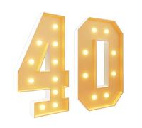 Light Up Marquee Numbers for Party Decor, Giant Mosaic LED Lights Pre-cut Foam Board Set for Valentine's Day Birthday Christmas New Year, 100cm-3.3ft Number 40