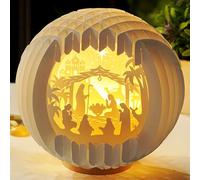 Light Up Nativity Scene Indoor with LED Light for Tabletop, Paper Christmas Jesus Decorations, Small Nativity Ornaments,Christmas Story Gifts,Religious Christian Gifts for Women,Nacimientos de Navidad