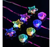 Light Up Necklace for Kids: 8pcs Heart Shape LED Flashing Necklace Pendant, Glow in The Dark Festival Accessories for Kids, Wedding Birthday Halloween Party Favors Toys(4pcs Heart and 4pcs Star)