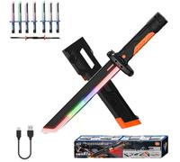 Light Up Neon Sword,17.3 Inch Spark Blade Swords with Multicolor LED Lights and Fog,Rechargable Light Up Sword for Costumes,Halloween Cosplay,Display