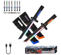 Light Up Neon Sword,17.3 Inch Spark Blade Swords with Multicolor LED Lights and Fog,Rechargable Light Up Sword for Costumes,Halloween Cosplay,Display