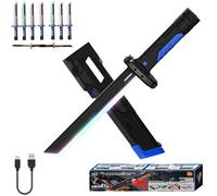 Light Up Neon Sword,17.3 Inch Spark Blade Swords with Multicolor LED Lights and Fog,Rechargable Light Up Sword for Costumes,Halloween Cosplay,Display