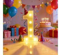 Light Up Number 1 Marquee Sign, LED Number Light for 1st Birthday Decorations, Warm White Battery Operated Marquee Letter Light for Baby Girl Boy Party Table, Photo Backdrop & Home Decor