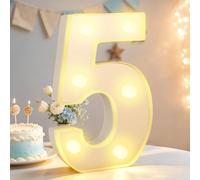 Light up Number 5, Marquee Numbers Sign, 6.3in Warm LED Number Lights for Party Birthday Decor (Number 5)