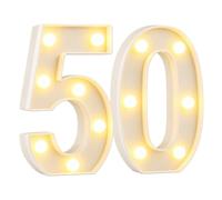 Light Up Number 50, Battery Operated LED Number Light with Tabletop and Hanging Design, 50th Birthday Table Decorations for 50th Wedding Anniversary and Party Decor