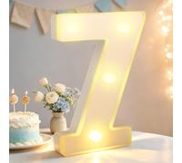 Light up Number 7, Marquee Numbers Sign, 6.3in Warm White LED Number Lights for Party Birthday Decor (Number 7)