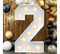 Light Up Number, Giant LED 0-9 Numbers Lights Marquee Light Up for Party Wedding Birthday New Year Anniversary, Number 2, 70cm-2.3ft