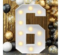Light Up Number, Giant LED 0-9 Numbers Lights Marquee Light Up for Party Wedding Birthday New Year Anniversary, Number 6, 120cm-4ft