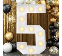 Light Up Number, Giant LED 0-9 Numbers Lights Marquee Light Up for Party Wedding Birthday New Year Anniversary, Number 5, 120cm-4ft