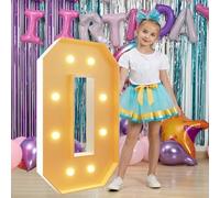 Light Up Numbers 10th Birthday Decorations 120cm/4FT 0 Large Marquee Number for 10th 20th Birthday Anniversary Party Decor Pre-cut Foam Cardboard Mosaic Balloon Numbers