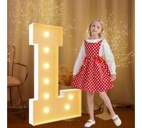 Light Up Numbers 120cm/4FT Marquee Letters L White Large Pre-cut Foam Board Mosaic Letters for Birthdays Weddings Baby Anniversaries Party Decoration