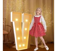 Light Up Numbers 120cm/4FT Marquee Letters V White Large Pre-cut Foam Board Mosaic Letters for Birthdays Weddings Baby Anniversaries Party Decoration