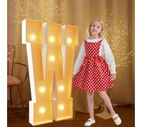 Light Up Numbers 120cm/4FT Marquee Letters W White Large Pre-cut Foam Board Mosaic Letters for Birthdays Weddings Baby Anniversaries Party Decoration