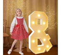Light Up Numbers 120cm/4FT Marquee Letters & White Large Pre-cut Foam Board Mosaic Letters for Birthdays Weddings Baby Anniversaries Party Decoration