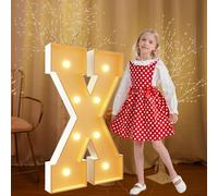 Light Up Numbers 120cm/4FT Marquee Letters X White Large Pre-cut Foam Board Mosaic Letters for Birthdays Weddings Baby Anniversaries Party Decoration