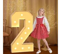 Light Up Numbers 120cm/4FT Marquee Number 2 White Large Pre-cut Foam Board Mosaic Number for 2nd 12nd Birthdays Weddings Baby Anniversaries Party Decoration