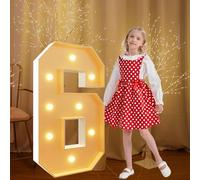 Light Up Numbers 120cm/4FT Marquee Number 6 White Large Pre-cut Foam Board Mosaic Number for 6th 16th Birthdays Weddings Baby Anniversaries Party Decoration