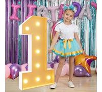 Light Up Numbers 1st Birthday Decorations 120cm/4FT 1 Large Marquee Number for 1st 21st Birthday Anniversary Party Decor Pre-cut Foam Cardboard Mosaic Balloon Numbers