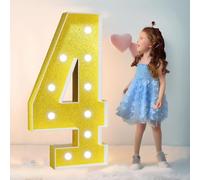 Light Up Numbers 4FT Marquee Numbers Birthday Decorations Marquee Foam Board Anniversary Party Decorations Arch DIY Kit(Color:Gold Size:Numeric 4)