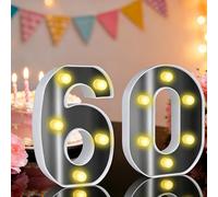 Light up Numbers, 6.3in Light up 60 Number, 60th Birthday Decorations, Marquee Number Sign for Birthday Party Wedding Anniversary Home Decor (60)
