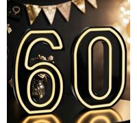 Light up Numbers 60, LED Number Lights 8.6'', 60th Birthday Decorations for Wedding Anniversary Bedroom (Number 60)