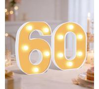 Light up Numbers, 60th Birthday Decorations, 6.3inch LED Number Lights for Wedding Anniversary Grad Home (60th)