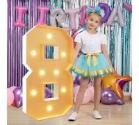 Light Up Numbers 8th Birthday Decorations 120cm/4FT 8 Large Marquee Number for 8th 18th Birthday Anniversary Party Decor Pre-cut Foam Cardboard Mosaic Balloon Numbers