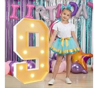 Light Up Numbers 9th Birthday Decorations 120cm/4FT 9 Large Marquee Number for 9th 19th Birthday Anniversary Party Decor Pre-cut Foam Cardboard Mosaic Balloon Numbers
