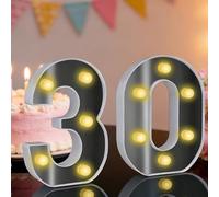 Light up Numbers, Led Light up 30 Number, 30 Led Light, 6.3in Marquee Number Sign for Birthday Party Wedding Anniversary Home Decor (30)