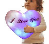 Light Up Pillow - Soft Plush Night Light, Heart Shaped Throw Pillow | LED Decorative Cushion, Huggable Bedroom Accessory, Cute Romantic Gift Design, Cozy Soft Glow Comfort Heart Shape Bedroom Ambiance