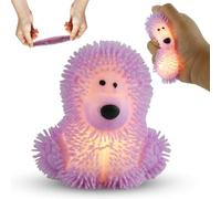 Light Up Pink Poochie the Poodle Toy, 7.5cm Soft Spikey Stress Ball for Kids, Stretchy Sensory Puffer Toy, Jiggly Squeeze Ball, Party Bag Filler & Birthday Favour