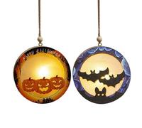 Light Up Pumpkins Bat Decoration - Wood Immersive Festive Charm | 2 Pieces Spooky Bat Lantern | Holiday Tabletop Lights for Haunted House Bedroom Carnival Desktop
