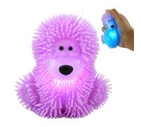 Light Up Purple Poochie the Poodle Toy, 7.5cm Soft Spikey Stress Ball for Kids, Stretchy Sensory Puffer Toy, Jiggly Squeeze Ball, Party Bag Filler & Birthday Favour