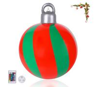 Light Up PVC Christmas Inflatable Ball - 40cm With LED Light, Outdoor Decorated Ball With Remote Control (Red Green)