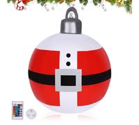 Light Up PVC Inflatable Christmas Ball - 40cm LED Outdoor Decorated Ball With Remote Control (Red A)