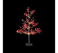 Light Up Red Berry Tree 80 Warm White LEDs Battery Timer Christmas Decor 60cm