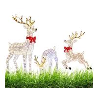 Light Up Reindeer - 3-Piece LED Realistic Figurines, Festive Winter Decoration | Outdoor Illuminated Reindeer Lights | Holiday Lawn Garden Pathway Indoor Home Family Seasonal Nighttime Display