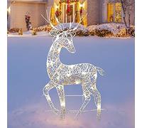 Light Up Reindeer | Christmas Light Up Reindeers Outdoor | Large Waterproof Illuminated Pre-Lit Xma-s Ornament with Ground Stakes for Home, Garden, Lawn, Christmas Decorations Outdoor