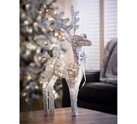 Light Up Reindeer Decoration - Silver - This Charming Silver Reindeer Creates A Magical Christmas Atmosphere, Perfect For Placing On Your Mantelpiece Or As Part Of A Table Centrepiece